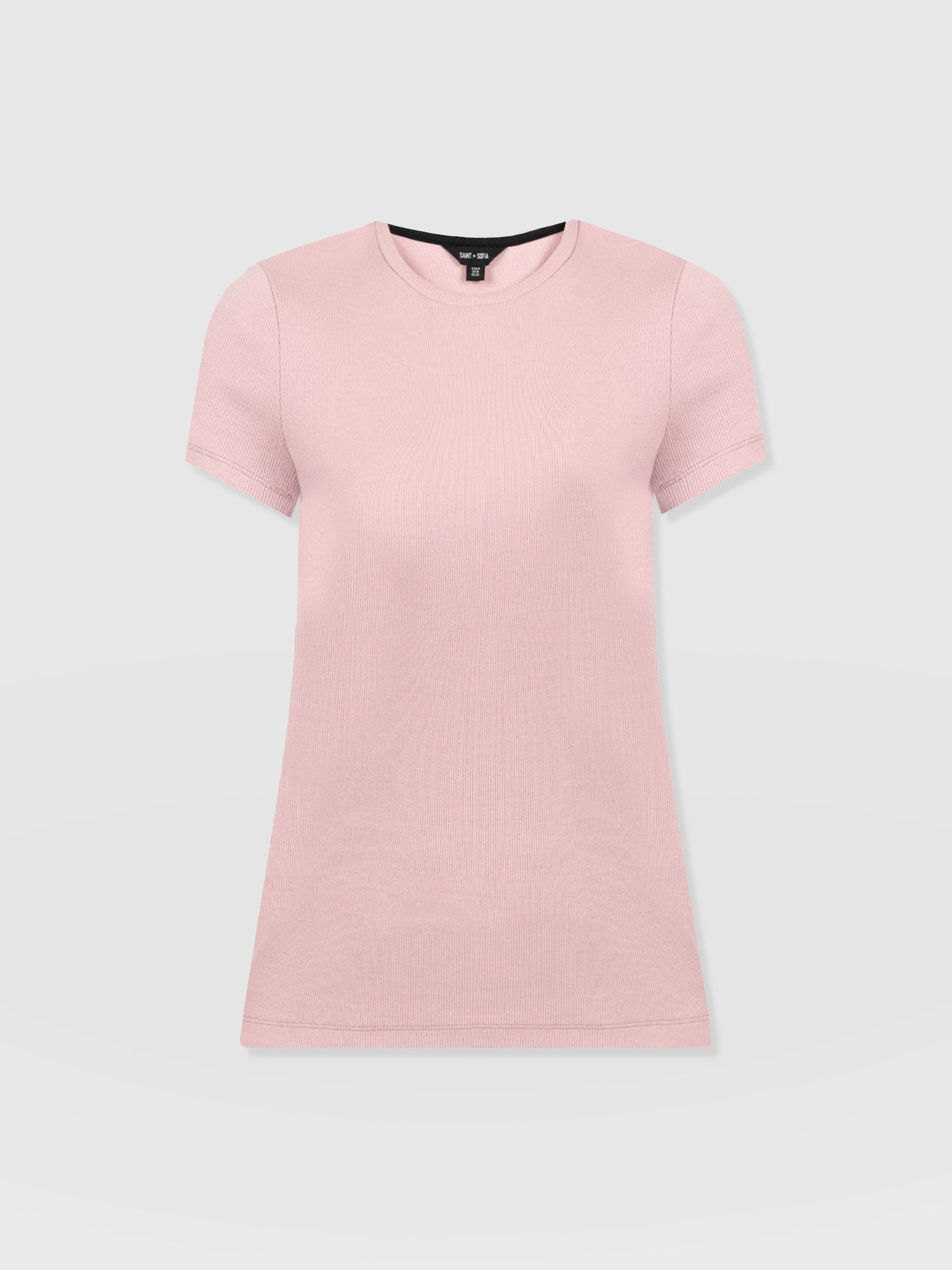 Ribbed Short Sleeve Tee - Pale Pink